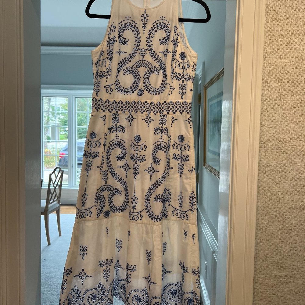 Blue and white cocktail dress